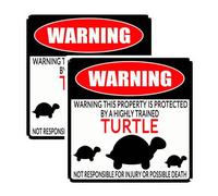 Geroclonup Confezione da 2 cartelli con scritta "Beware of Turtle", 30 x 30 cm, in alluminio antiruggine, resistenti alle intemperie, impermeabili, divertenti segnali di avvertimento per esterni