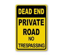 Geroclonup Dead End Private Road No Trespassing Sign 20 x 30 cm robusto cartello in alluminio antiruggine per esterni divertente cartello in metallo per casa, portico, fattoria, cortile, giardino