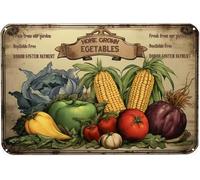 Geroclonup Decor 20 x 30 cm Retro Tin Sign Vintage Metal Sign Home Grown Vegetables Fresh from Our Garden senza pesticidi Poster da parete per casa, cucina, bar, caffetteria