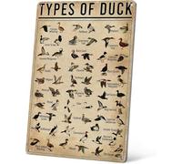 Geroclonup Decorazione da parete in metallo vintage con anatra reale caccia cartello in latta per casa bagno nursery arte da parete arte della parete della conoscenza dell'anatra cartello in metallo