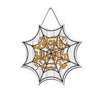 Geroclonup Decorazione di Halloween Home Sweet Haunted Home Sign per porta d'ingresso Spider Web Decorazione della porta 30x30cm Gancio di Halloween in legno per la finestra della fattoria Decorazione