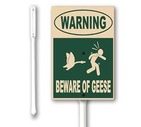 Geroclonup Divertente cartello di avvertimento Beware Of Geese Yard con paletti 20 x 30 cm, robusto cartello in alluminio antiruggine, cartello da cortile per esterni, facile da installare
