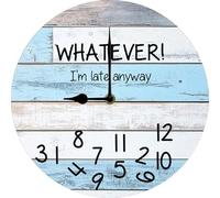 Geroclonup Divertente orologio da parete, con scritta in inglese "Whatever I'm Late Anyway, Whatever with Falling Numbers", decorazione da parete per uomo, marito, capo, 25,4 cm, funzionamento a