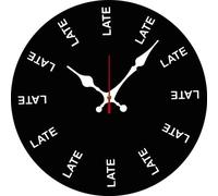 Geroclonup Divertente orologio da parete The Time is Late orologio da parete a batteria senza ticchettio silenzioso al quarzo analogico 25 cm in legno orologio rotondo decorazione moderna per casa