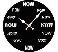 Geroclonup Divertente orologio da parete The Time is Now orologio da parete a batteria, senza ticchettio, silenzioso, al quarzo, analogico, 25 cm, in legno, rotondo, decorazione moderna per casa e