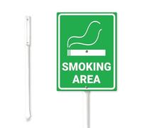 Geroclonup Green Smoking Area Yard Sign con paletto 17,5 x 22 cm robusto cartello in alluminio antiruggine cartello per prato decorazioni da cortile forniture da cortile targa per uso esterno