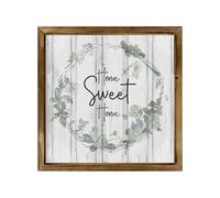 Geroclonup Home Sweet Home - Targa quadrata in legno rustico, stile vintage, con cornice in legno, decorazione da appendere alla parete, 30,5 cm