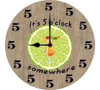 Geroclonup Orologio da parete con scritta "It's 5 O'Clock Somewhere Bar Funny Home Bar Decor, Beer Lover Gift, Man Cave Wall Art, Drink Station Sign, 25x25 CM Orologio da parete silenzioso Batteria