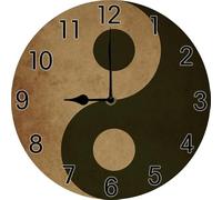 Geroclonup Orologio da parete Yin Yang Tai Chi, Zen Art Feng Shui Orologio da parete decorativo con simboli Ying Yang Taiji Bagua, 25 x 25 cm, silenzioso, funzionamento a batteria