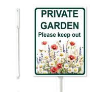 Geroclonup Private Garden Please Keep Out Cartello da cortile con paletto, 20 x 30 cm, robusto alluminio antiruggine, decorazione per prato esterno per giardino, porta d'ingresso, uso esterno, facile