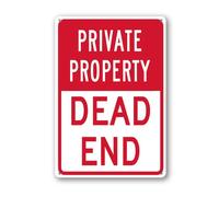 Geroclonup Private Property Dead End Sign 14 x 20 cm robusto cartello in alluminio antiruggine per esterni divertente cartello in metallo per casa portico fattoria cortile giardino decorazione