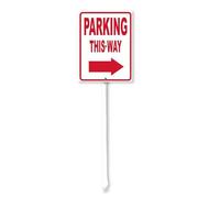 Geroclonup Segnale di parcheggio freccia destra Parking This Way Yard Sign con paletto 20 x 30 cm in alluminio decorazione esterna cartello antiruggine robusto cartello in alluminio per uso esterno