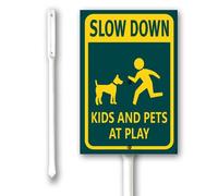 Geroclonup Segnale in alluminio con scritta "Slow Down Kids And Pets At Play", 11,7 x 15,2 cm, resistente ai raggi UV e alle intemperie, per vialetto, sicurezza della comunità