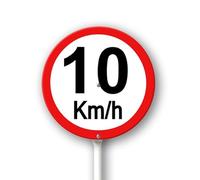 Geroclonup Segnale limite di velocità 10 km con pali in metallo, cartello in alluminio per uso esterno, 23 x 23 cm, resistente alle intemperie