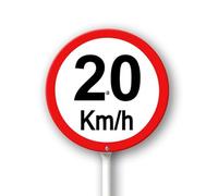 Geroclonup Segnale limite di velocità 20 km con pali in metallo, cartello in alluminio per uso esterno, 23 x 23 cm, resistente alle intemperie