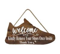 Geroclonup Targa da appendere in legno con scritta "Welcome Kindly Remove Your Shoes Once Inside Front Door Sign 15 x 30 cm Farmhouse Wood Wall Hanging Signs for Home Office Decoration