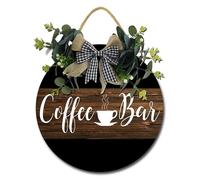 Geroclonup Targa in legno per bar e caffè, rustica, in legno, decorazione da parete, per casa, casa, bar, caffetteria, 30 cm