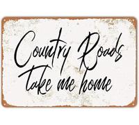 Geroclonup Targa in metallo stile vintage Country Roads Take Me Home, decorazione da parete