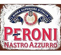 Geroclonup Targa in metallo vintage 12 x 16 Peroni Nastro Azzurro Lager Birra Decorazione da parete Home Decor