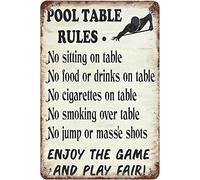 Geroclonup Targa in metallo vintage con regole del tavolo da biliardo, decorazione da parete "Enjoy The Game And Play Fair", poster artistico per casa, soggiorno, camera da letto, giardino, garage,