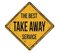 Geroclonup Targa in metallo vintage con scritta in lingua inglese "The Best Take Away Service", decorazione da parete, divertente decorazione da cucina, cartello unico per bere, cartelli divertenti da