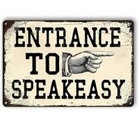 Geroclonup Targa retrò con scritta "Entrance to Speakeasy Vintage Speakeasy Decor Speak Easy Metal Signs Roaring Party Decoration for Boys Room Home Wall Art Decoration Sign 20x30 cm