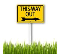 Geroclonup This Way Out - Cartello da cortile con paletti a freccia destra, 20 x 30 cm, in alluminio antiruggine, decorazione per esterni, robusto cartello per prato in metallo, per casa, giardino