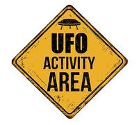 Geroclonup Ufo Activity Area, targa in metallo vintage, decorazione da parete, divertente decorazione per cucina, cartello unico per bere, cartelli divertenti da bar, 30,5 x 30,5 cm