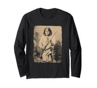 Geronimo, Famous Ndendahe Apache Indian Medicine Man Maglia a Manica