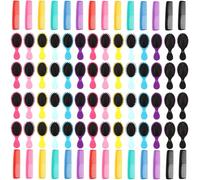Gerrii Set di 112 mini spazzole bagnate per capelli, 56 piccole spazzole districanti da viaggio, 56 pettini colorati in plastica fine e larga, spazzole districanti per bambini, setole morbide (colore