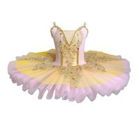 GeRRiT Abito tutù da Balletto per Bambini, Costume da Festa Professionale per Ballerina di Pancake con Piatto per Donne Adulte Bambine Danza Classica,Rosa,160