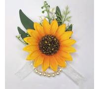 GeRRiT BAIFUMINGYI - Corpetto da polso con girasole artificiale, per damigella d'onore, testimone dello sposo, matrimonio, bouquet, matrimonio, homme