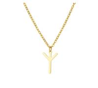 GeRRiT Ciondolo Runa Piccola vichinga Minimalista Collana Multistrato con Rune nordiche (Material : Algiz Protection-01)