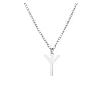 GeRRiT Ciondolo Runa Piccola vichinga Minimalista Collana Multistrato con Rune nordiche (Material : Eihwaz Defense)