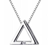 GeRRiT Collana a Triangolo in Argento S925 da Donna con Diamante Singolo Geometria a Triangolo Catena Corta Clavicola, S925 silver set chain, 925 silver