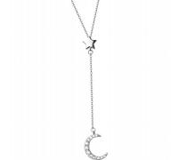 GeRRiT Collana in Argento S925 Femminile Girocollo Collo Dolce Borchiato Stella a Cinque Punte Luna Corta Catena Clavicola Femminile, S925 silver set chain