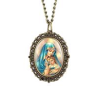 GeRRiT Collana unica della Vergine Maria Orologio da tasca Madre Maria Collana con ciondolo religioso cattolico Regali Collana da donna come oggetti da collezione, orologi da donna
