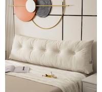 GeRRiT - Cuscino per schienale a cuneo, per testiera matrimoniale/king/queen, con tasca laterale, cuscino per schienale lungo, 180 x 40 x 12 cm, colore: bianco
