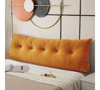 GeRRiT Cuscino per Schienale da Letto, Cuscino a Cuneo per Testiera in Formato Twin/King/Queen, Cuscino per Seduta in Letto con Tasca Laterale, Cuscino di Supporto Lungo (Arancio, 150x40x12cm)