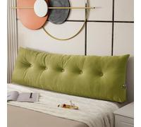 GeRRiT Cuscino per Schienale da Letto, Cuscino a Cuneo per Testiera in Formato Twin/King/Queen per Seduta sul Letto con Tasca Laterale, Cuscino Lungo di Supporto Dorsale (Verde, 200x40x12cm)