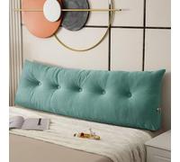 GeRRiT, cuscino per schienale da letto, cuscino a cuneo per testiera letto matrimoniale/king/queen, cuscino per sedersi a letto con tasca laterale, cuscino di supporto lungo (Ciano, 100x40x12 cm)