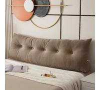 GeRRiT Cuscino Schienale per Letto, Cuscino a Cuneo per Testiera Misura Twin/King/Queen per Sedersi a Letto Cuscino per Testiera con Tasca Laterale, Cuscino Lungo di Supporto per la Schiena (Marrone