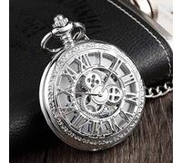 GeRRiT Orologi da tasca meccanici in bronzo argento Orologi da scheletro Steampunk da uomo Orologio con catena a clip Regali per uomo Orologio da tasca Regali per la famiglia