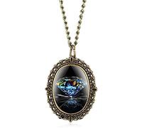 GeRRiT Orologio da donna retrò con motivo a farfalla e fiore viola, piccolo orologio da taschino con collana e ciondolo, regalo di compleanno per ragazze