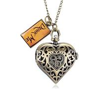 GeRRiT Orologio da tasca a forma di cuore romantico Collana in bronzo/argento/nero con pendente a catena Orologio da donna Regali souvenir per ragazze e donne