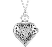 GeRRiT Orologio da tasca a forma di cuore romantico Collana in bronzo/argento/nero con pendente a catena Orologio da donna Regali souvenir per ragazze e donne