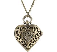 GeRRiT Orologio da tasca a forma di cuore romantico Collana in bronzo/argento/nero con pendente a catena Orologio da donna Regali souvenir per ragazze e donne
