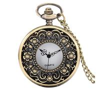 GeRRiT Orologio da tasca al quarzo antico con cassa a forma di fiore squisito retrò Collana con ciondolo da donna Catena Orologio vintage regalo