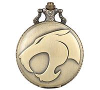 GeRRiT Orologio da tasca al quarzo con figura di testa di animale, collana retrò, ciondolo in bronzo, orologio a catena