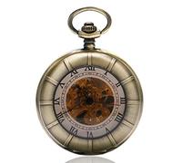 GeRRiT Orologio da tasca da uomo, orologio da tasca con pendente a collana meccanica a carica manuale con doppio cacciatore, orologio da tasca e catena incisa